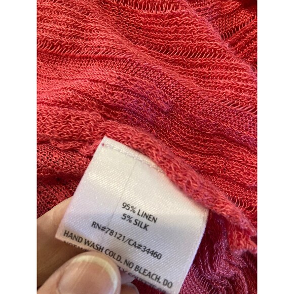 Eileen Fisher Linen and Silk Blend Open Front Cardigan Pink Womens Size Medium - Picture 7 of 9